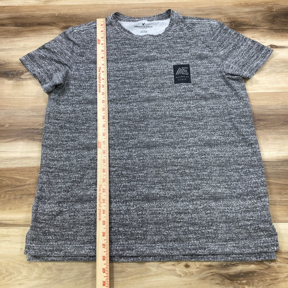 American Eagle T-Shirt Mens Large Minimalist Cotton Blend Space Dye Grey Casual - Picture 5 of 9
